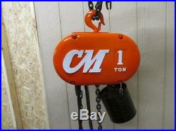 CM Loadstar Model L Electric Chain Hoist 1 Ton 1 PH 20' Ft. Lift 115 Volt