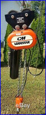 CM Lodestar Electric Chain Hoist 2 Ton 4000lbs 460v 208v 3phase 15 ft Lift