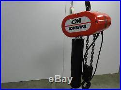 CM Lodestar Electric Chain Hoist 2 Ton Model R 115V 1PH 19' Lift Load Tested