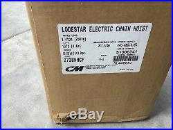 CM Lodestar Electric Chain Hoist Model B 1/4 Ton 16 FPM 3 Phase