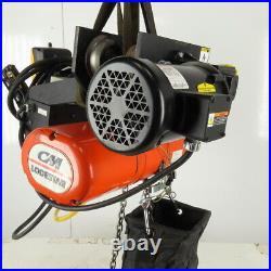 CM Lodestar F 1/2 Ton Electric Chain Hoist 20' Lift 16FPM WithPWR Trolley & Remote