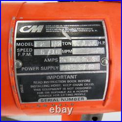 CM Lodestar F2 1/2 Ton Electric Chain Hoist 12 Lift 2 Speed 16/5 FPM 230V 3Ph