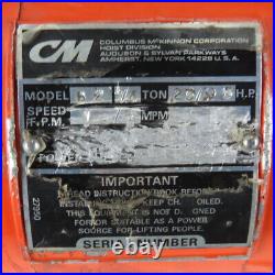CM Lodestar Model 1/4 Ton Electric Chain Hoist 10' Lift 2 Speed 16/5FPM 230V 3Ph