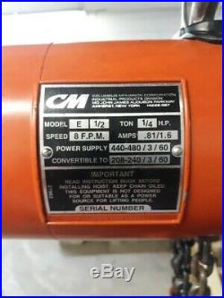 CM Lodestar Model E 1/2 Ton 1000LB Electric Chain Hoist