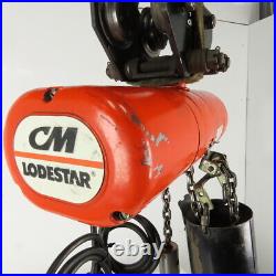 CM Lodestar Model F 1/2 Ton Electric Chain Hoist 10' Lift 16FPM 3Ph WithTrolley