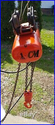 CM Lodestar Model H 1 Ton 2000LB Electric Chain Hoist 15' Lift 8FPM Tested