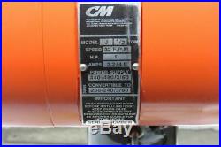 CM Lodestar Model J 1/2 Ton 1000lb 3Ph Electric Chain Hoist 20' Travel 32FPM