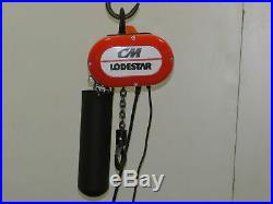 CM Lodestar Model L 1 Ton 2000LB Electric Chain Hoist 1PH 120V 16' Lift Tested
