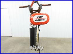CM Lodestar Model L 1 Ton Electric Chain Hoist 17' Lift 16 FPM 3Ph Push Trolley