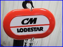 CM Lodestar Model R 2 Ton 4000lb Electric Chain Hoist 20' Lift 8FPM 110V 1 Phase