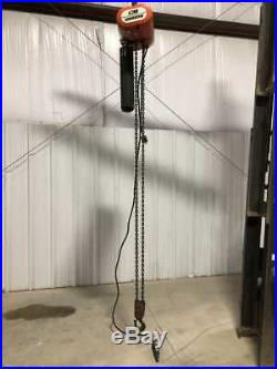 CM Lodestar Model R 2 Ton Electric Chain Hoist 20ft, 8FPM, 3PH, 1HP