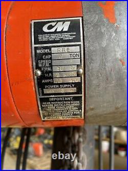 CM Lodestar Model RR 2 Ton 4000lb Electric Chain Hoist 3Ph 2 Speed 20 Lift 1090
