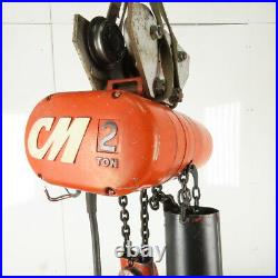 CM Lodestar Model RR 2 Ton Electric Chain Hoist 10' Lift 16 FPM WithTrolley 3Ph
