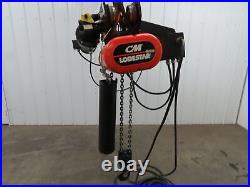 CM Lodestar RR2 Electric Chain Hoist 2 Ton 5/16FPM 2Speed 460V 635 Power Trolley
