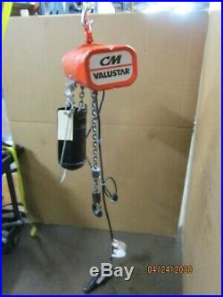 CM Model W F 1/2t Ton 1000lb Electric Chain Hoist 1/2hp 115v 1ph 8ft Chain Drop