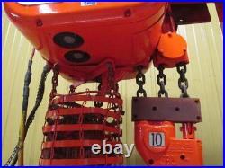 CM Powerstar 10 Ton Electric Chain Hoist withPower Trolley 20000 Lbs 28' Lift
