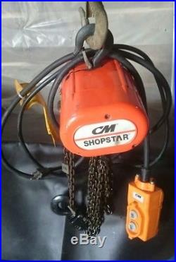 CM ShopStar Electric Chain Hoist 300 Lb Cap, 110 115V, 12Ft Lift, single phase