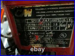 CM Shopstar Electric Chain Hoist 600lbs. 115V 1Ph Used