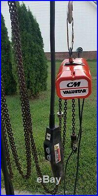 CM Valustar 1/2 Ton Electric Chain Hoist 45' Lift 120 Volt Single Phase