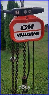 CM Valustar 1/2 Ton Electric Chain Hoist 45' Lift 120 Volt Single Phase