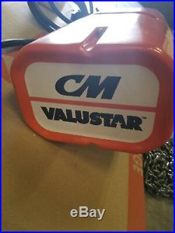 CM Valustar Electric Chain Hoist 1/2 TON 15 FT Lift New Model WF