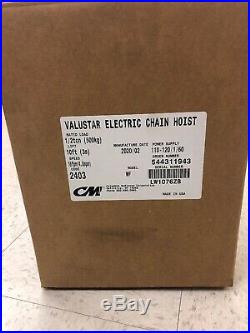 CM Valustar Electric Chain Hoist 1/2 Ton Lift 10ft 16fpm New Model 2/2020