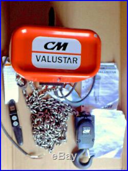 CM Valustar Model WR, 2 Ton 1Hp Electric Chain Hoist 208/240-440/480 3ph unused