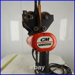 CM lodestar Model F 1/2 Ton Electric Chain Hoist 20' Lift 16FPM 3Ph WithTrolley