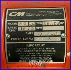 CM lodestar electric chain hoist 1/4 Ton Condition Unknown