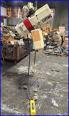 COFFING 2-TON ELECTRIC CHAIN HOIST With TROLLEY 230/460 VAC 3 PHASE EC4016-4