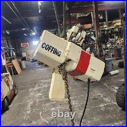 COFFING 2-TON ELECTRIC CHAIN HOIST With TROLLEY 230/460 VAC 3 PHASE EC4016-4