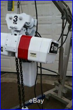 COFFING 3 TON ELECTRIC CHAIN HOIST WITH MOTORIZED TROLLEY 460 volts 2 speed