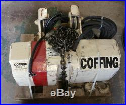 COFFING ELECTRIC CHAIN HOIST 1 TON 1HP WithTROLLEY