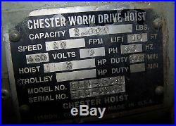 Chester 1 Ton Worm Drive Chain Hoist 8 Ft Lifting Height 460 V