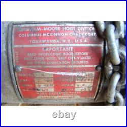 Chisholm Moore 1 Ton Electric Chain Hoist, 220/440v, 3PH, 60Hz, L-0811Q