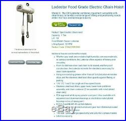 Cm Lodestar 1 Ton Electric Chain Hoist, Clean Room/Food Grade Stainless Steel