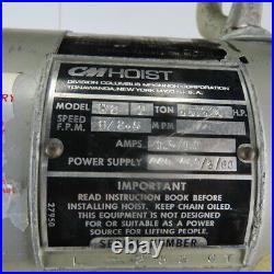 Cm Lodestar H2 Electric Chain Hoist 1 Ton 2.5/8FPM 2 Speed 9' Lift 460V