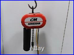 Cm Lodestar Model LL 1 Ton 2000lb Electric Chain Hoist 3Ph 20' Lift 32 FPM