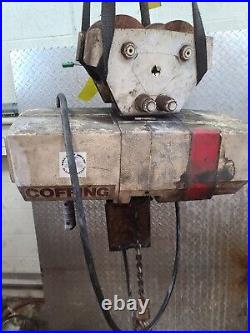 Coffing 1/2 Ton Electric Chain Hoist EC-1016-3 460v-3 16 FPM Adjustable Trolley