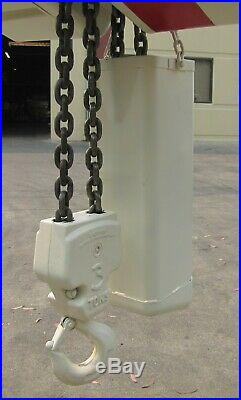 Coffing 3 ton Electric Chain Hoist with Trolley 460V 3 Phase 22 ft length 6000 lbs