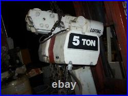 Coffing 5 Ton Chain Hoist Triple Chain 25' Lift With Trolley And Pendant