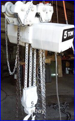 Coffing 5 Ton electric chain hoist with trolley, 230/460 volt, 20 lift chain