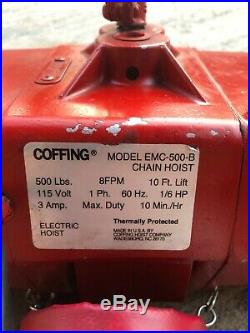 Coffing 500 Lb. Single Phase Emc Light Duty Electric Chain Hoist