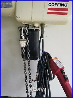 Coffing JLA255PL Heavy Duty Electric Chain Hoist 1/2 Ton 15 Lift 460/380 3 ph