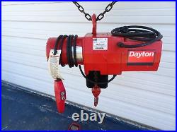 DAYTON 3YB85 1/2 Ton Electric Chain Hoist 20' Lift 16 FPM 115/220V Single Phase