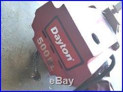 DAYTON 500 lb 110 Volt Electric Chain hoist Model #4GU71, 8 FPM, 10' Hook Height