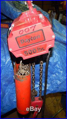 Dayton 1/4 Ton(500LB) Electric Chain Hoist Model2GTD3 20'Lift 115V Single Phase