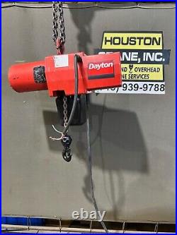 Dayton 1 Ton Electric Chain Hoist, 3YB94, 13 Ft lift, 460-3-60V, TWO SPD