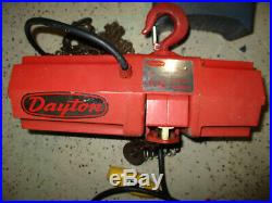 Dayton 300 Lbs, Electric Chain Hoist 115 V, 1 Phase, 10' Chain Model# 4Z358