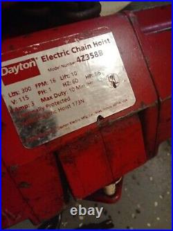 Dayton 300 lb Electric Chain Hoist 115V, 10 ft. Lift